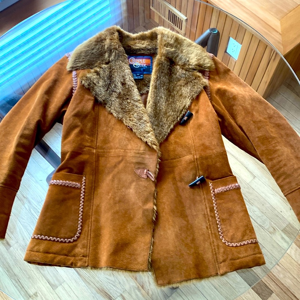 Cripple Creek Womens size SMALL -Leather and fur jacket